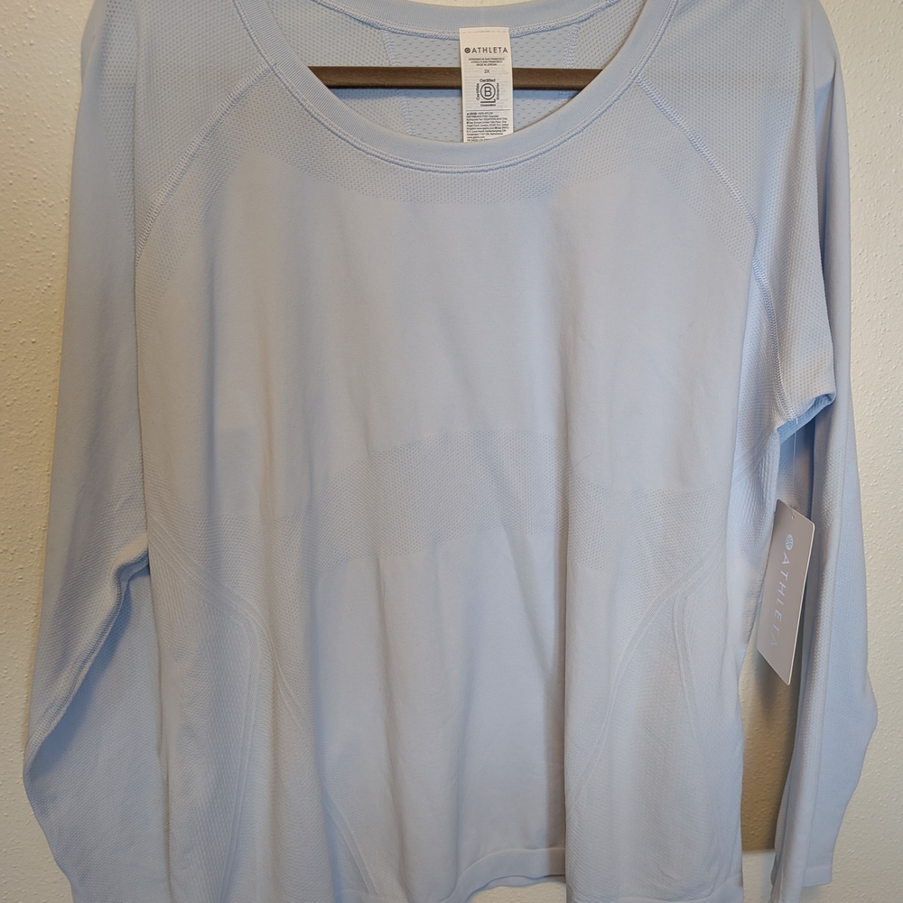 NWT Athleta Light Blue Long Sleeve Top